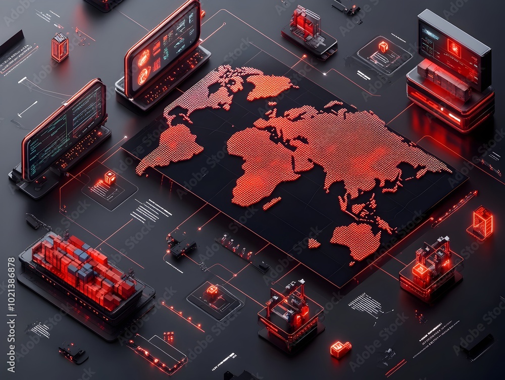 © Bos Amico - Cutting edge AI driven global logistics platform with dynamic touchscreen workstations precision engineered hardware smooth metallic finishes