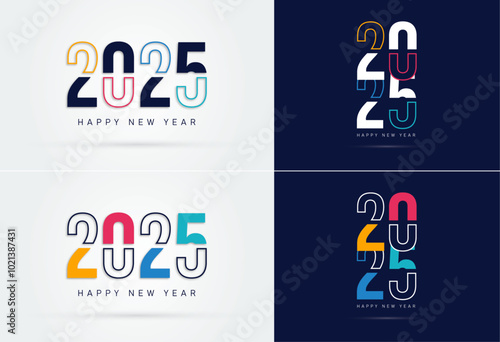 Happy new year 2025 design. Colorful truncated number illustrations. 2025 vector design for poster, banner, greeting and new year celebration.