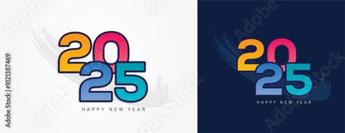 Happy new year 2025 design. Colorful truncated number illustrations. 2025 vector design for poster, banner, greeting and new year celebration.