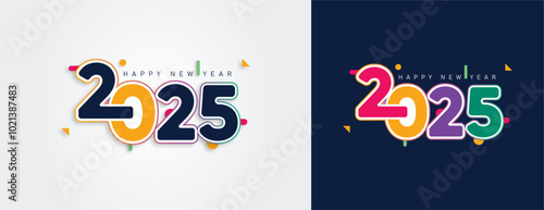 Happy new year 2025 design. Colorful truncated number illustrations. 2025 vector design for poster, banner, greeting and new year celebration.