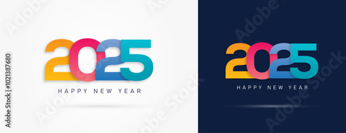 Happy new year 2025 design. Colorful truncated number illustrations. 2025 vector design for poster, banner, greeting and new year celebration.