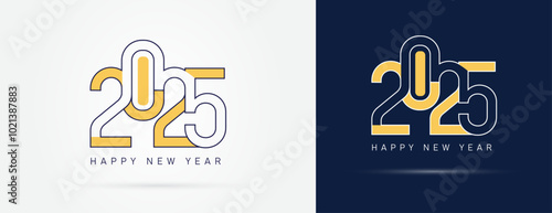 Happy new year 2025 design. Colorful truncated number illustrations. 2025 vector design for poster, banner, greeting and new year celebration.