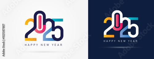 Happy new year 2025 design. Colorful truncated number illustrations. 2025 vector design for poster, banner, greeting and new year celebration.