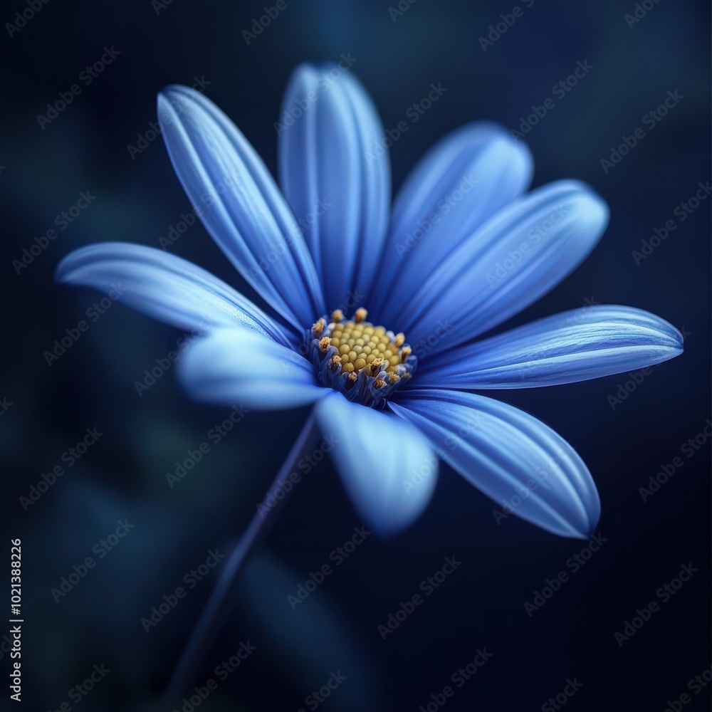 Fototapeta premium Floret. Blue Daisy Bloom in Nature Garden Flora with Petal Blossom