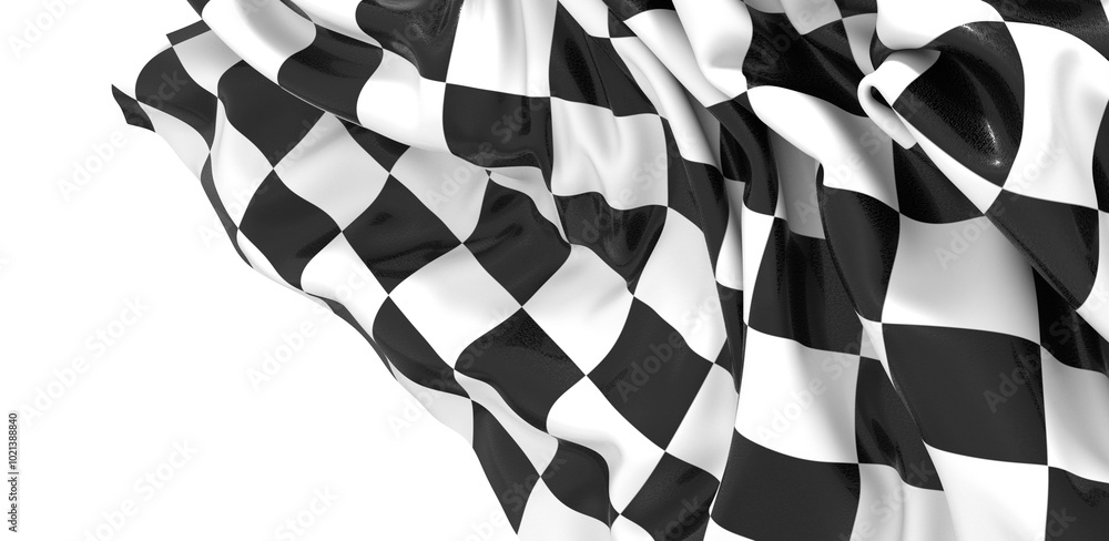 Fototapeta premium The checkered flag waves in the air signaling the end of the race