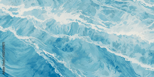 Abstract art teal soft blue sea water ocean wavy background. Water  ocean wave white and soft blue aqua, teal texture