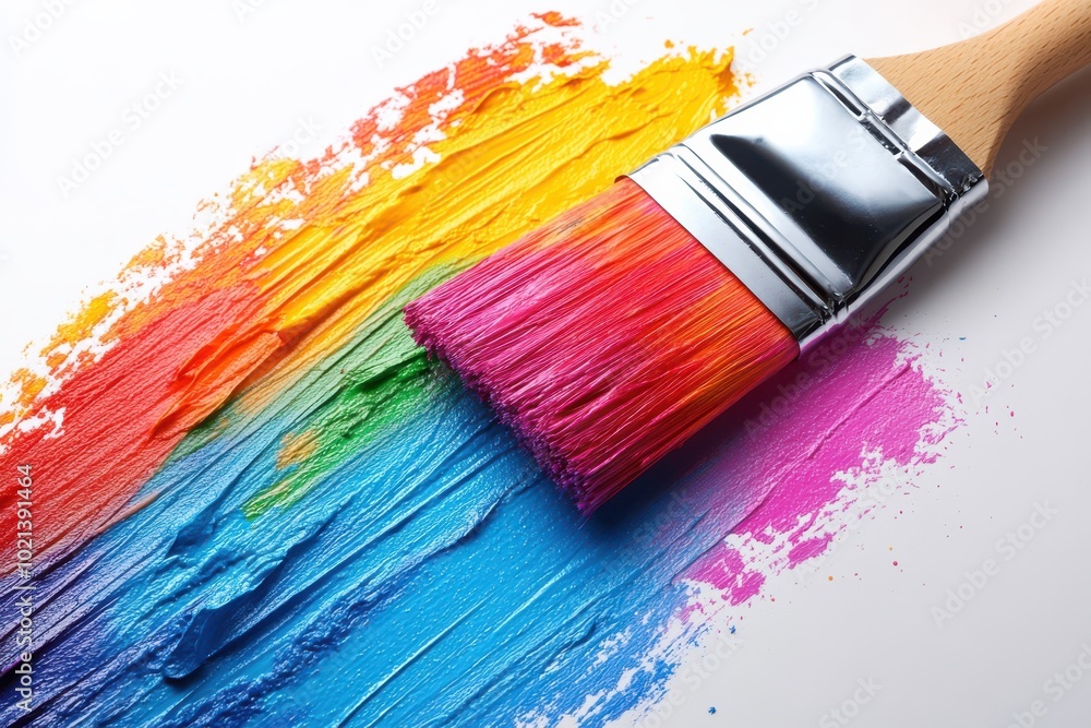 Rainbow Paint Roller on White Background Rainbow Paint Roller on White Background