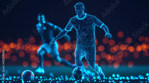 AI powered sports analytics concept with computer vision tracking players in action, showcasing real time performance analysis, and machine learning for enhanced coaching. Generative AI ready to