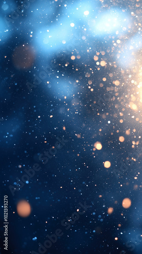 Glittering Bokeh Light in Winter Snow Background