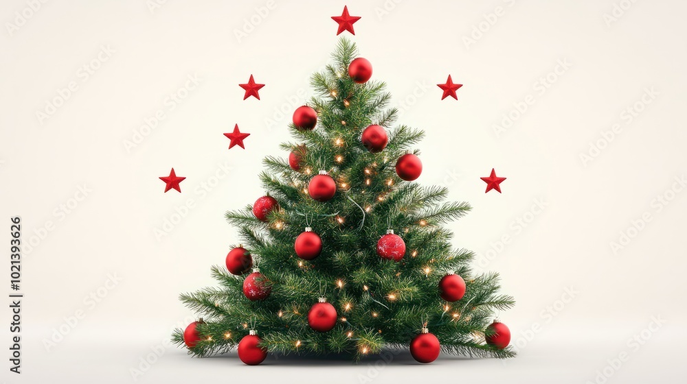Christmas Tree with Red Balls and Stars Christmas Tree with Red Balls and Stars