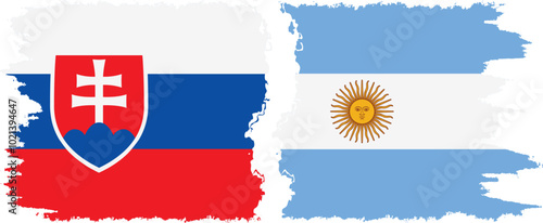 Argentina and Slovakia grunge flags connection, vector