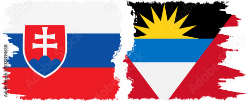 Photography Antigua and Barbuda and Slovakia grunge flags connection, vector