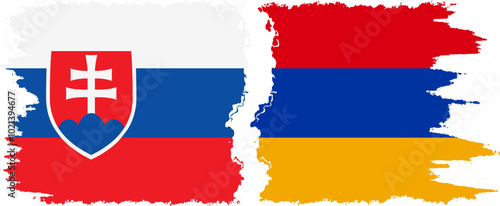 Canvas Print Armenia and Slovakia grunge flags connection, vector