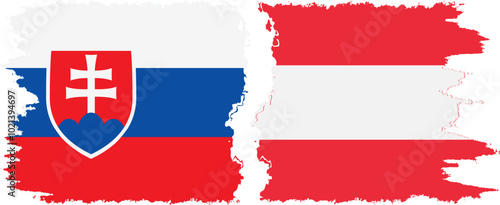 Canvas Print Austria and Slovakia grunge flags connection, vector