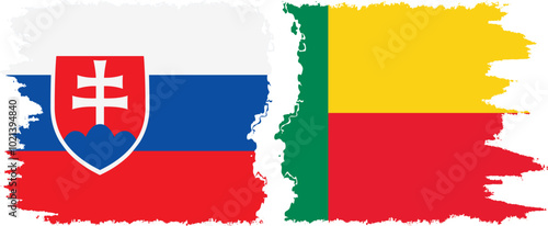 Canvas Print Benin and Slovakia grunge flags connection, vector