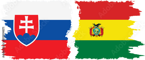 Photography Bolivia and Slovakia grunge flags connection, vector
