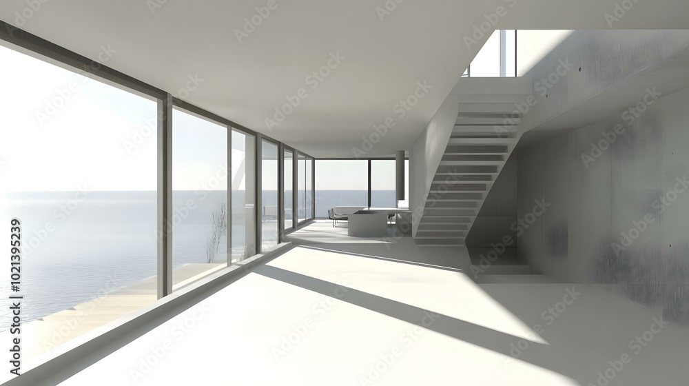 Modern Minimalist Interior Design with Ocean View Modern Minimalist Interior Design with Ocean View