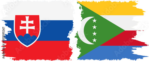 Comoros and Slovakia grunge flags connection, vector