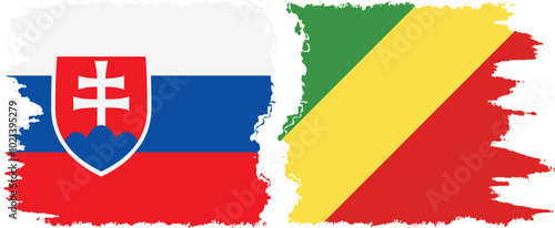 Canvas Print Congo-Brazzaville and Slovakia grunge flags connection, vector