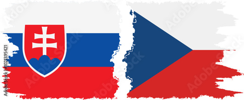 Czech and Slovakia grunge flags connection, vector