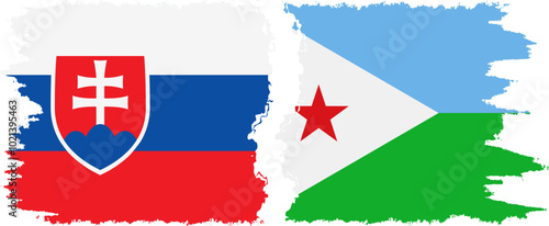 Canvas Print Djibouti and Slovakia grunge flags connection, vector