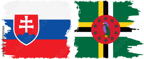 Canvas Print Dominica and Slovakia grunge flags connection, vector