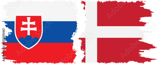 Canvas Print Denmark and Slovakia grunge flags connection, vector