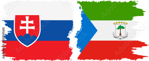 Equatorial Guinea and Slovakia grunge flags connection, vector