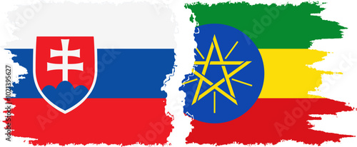 Photography Ethiopia and Slovakia grunge flags connection, vector