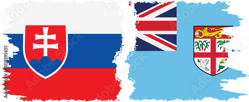 Photography Fiji and Slovakia grunge flags connection, vector