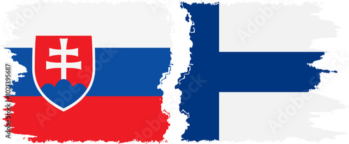 Finland and Slovakia grunge flags connection, vector