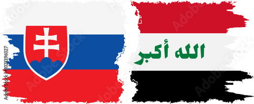 Canvas Print Iraq and Slovakia grunge flags connection, vector
