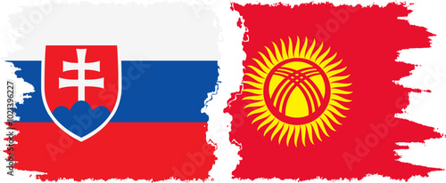 Photography Kyrgyzstan and Slovakia grunge flags connection, vector