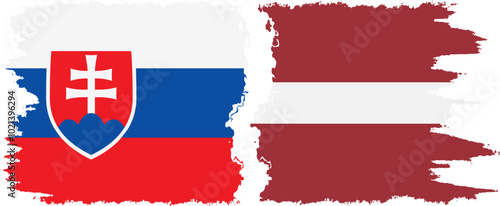Canvas Print Latvia and Slovakia grunge flags connection, vector