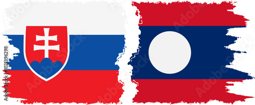 Canvas Print Laos and Slovakia grunge flags connection, vector