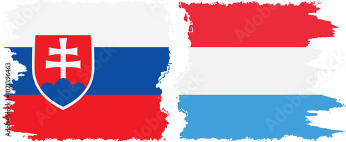 Canvas Print Luxembourg and Slovakia grunge flags connection, vector