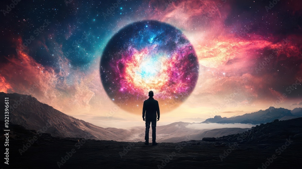 A scientist witnessing the birth of a new star through a powerful telescope, cosmic discovery, science and wonder A scientist witnessing the birth of a new star through a powerful telescope, cosmic discovery, science and wonder