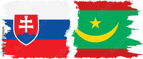 Photography Mauritania and Slovakia grunge flags connection, vector