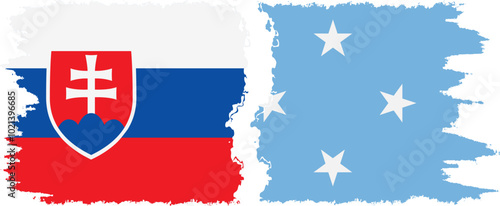 Photography Federated States of Micronesia and Slovakia grunge flags connection, vector