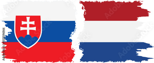 Canvas Print Netherlands and Slovakia grunge flags connection, vector