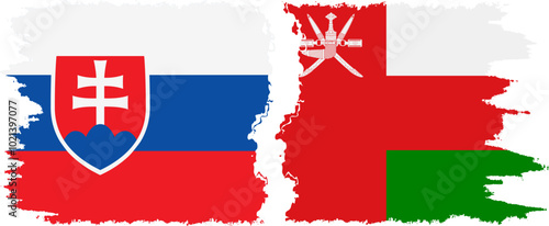 Oman and Slovakia grunge flags connection, vector