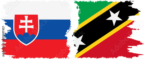 Photography Saint Kitts and Nevis and Slovakia grunge flags connection, vector