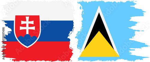 Photography Saint Lucia and Slovakia grunge flags connection, vector