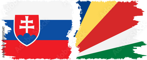 Canvas Print Seychelles and Slovakia grunge flags connection, vector