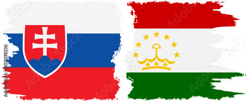 Photography Tajikistan and Slovakia grunge flags connection, vector