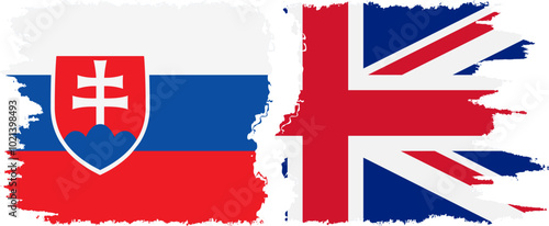 Canvas Print UK and Slovakia grunge flags connection, vector