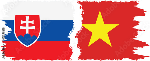 Photography Vietnam and Slovakia grunge flags connection, vector