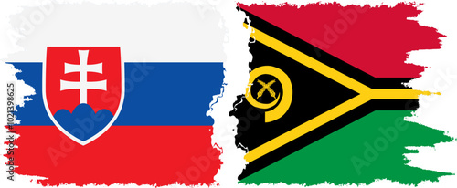 Vanuatu and Slovakia grunge flags connection, vector