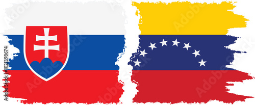 Photography Venezuela and Slovakia grunge flags connection, vector
