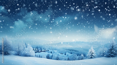 Wallpaper Mural Snowflakes falling gently on a snowy hillside Torontodigital.ca